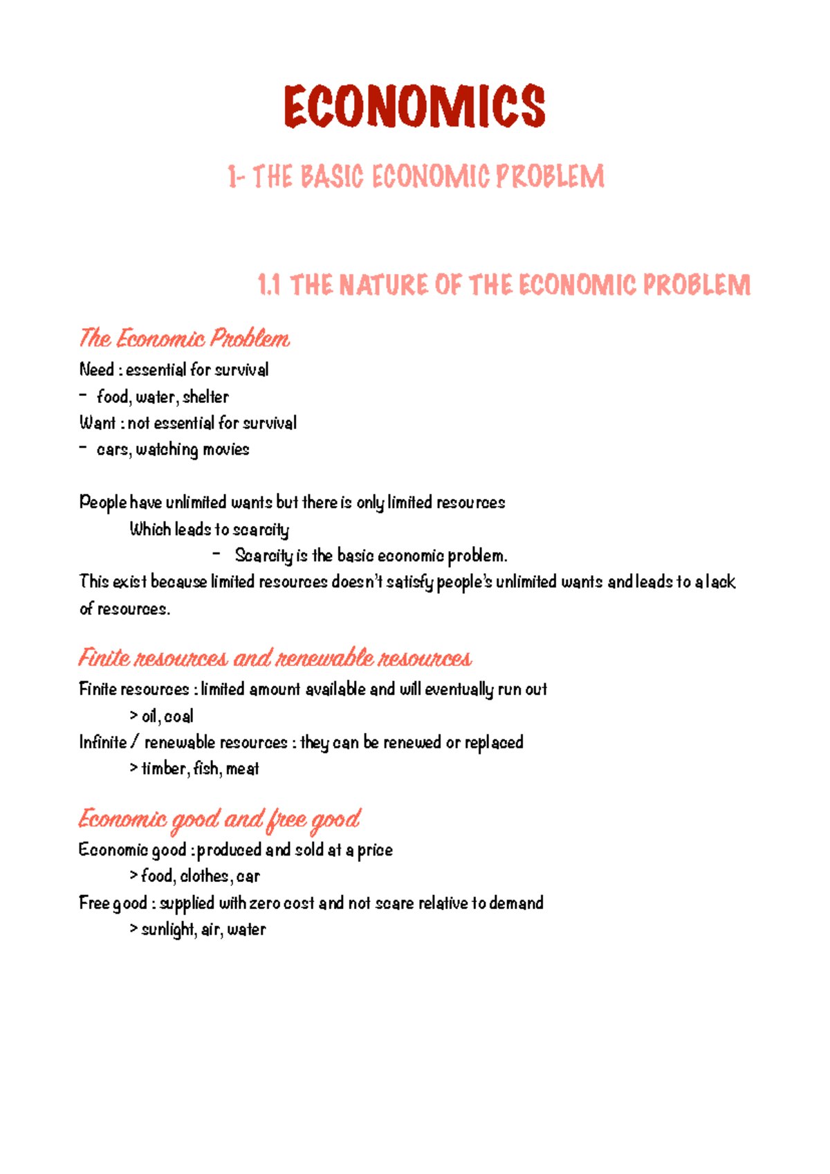 Economics - This exist because limited resources doesn’t satisfy people ...