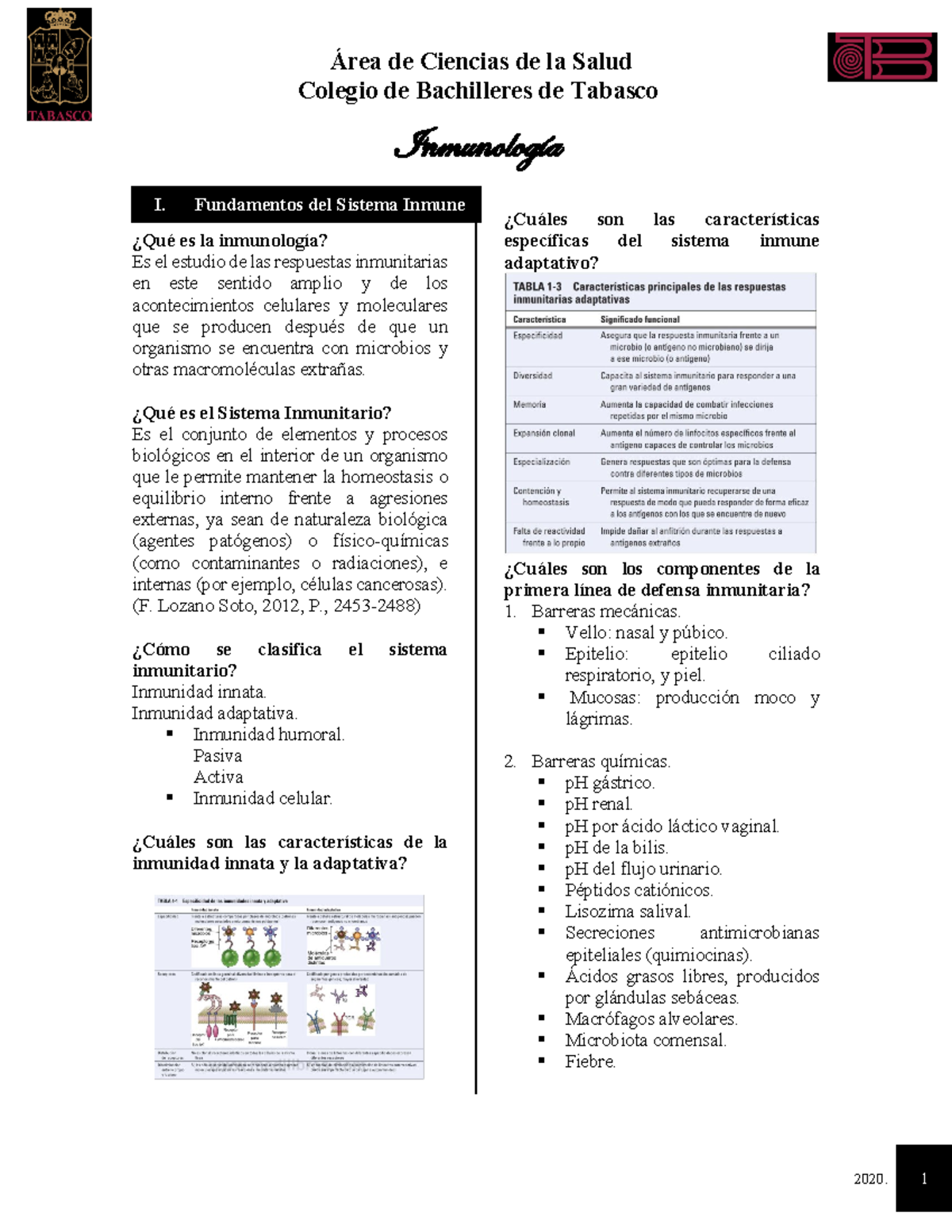 Examen De Inmunología: Preguntas Y Respuestas. - Colegio De Bachilleres ...