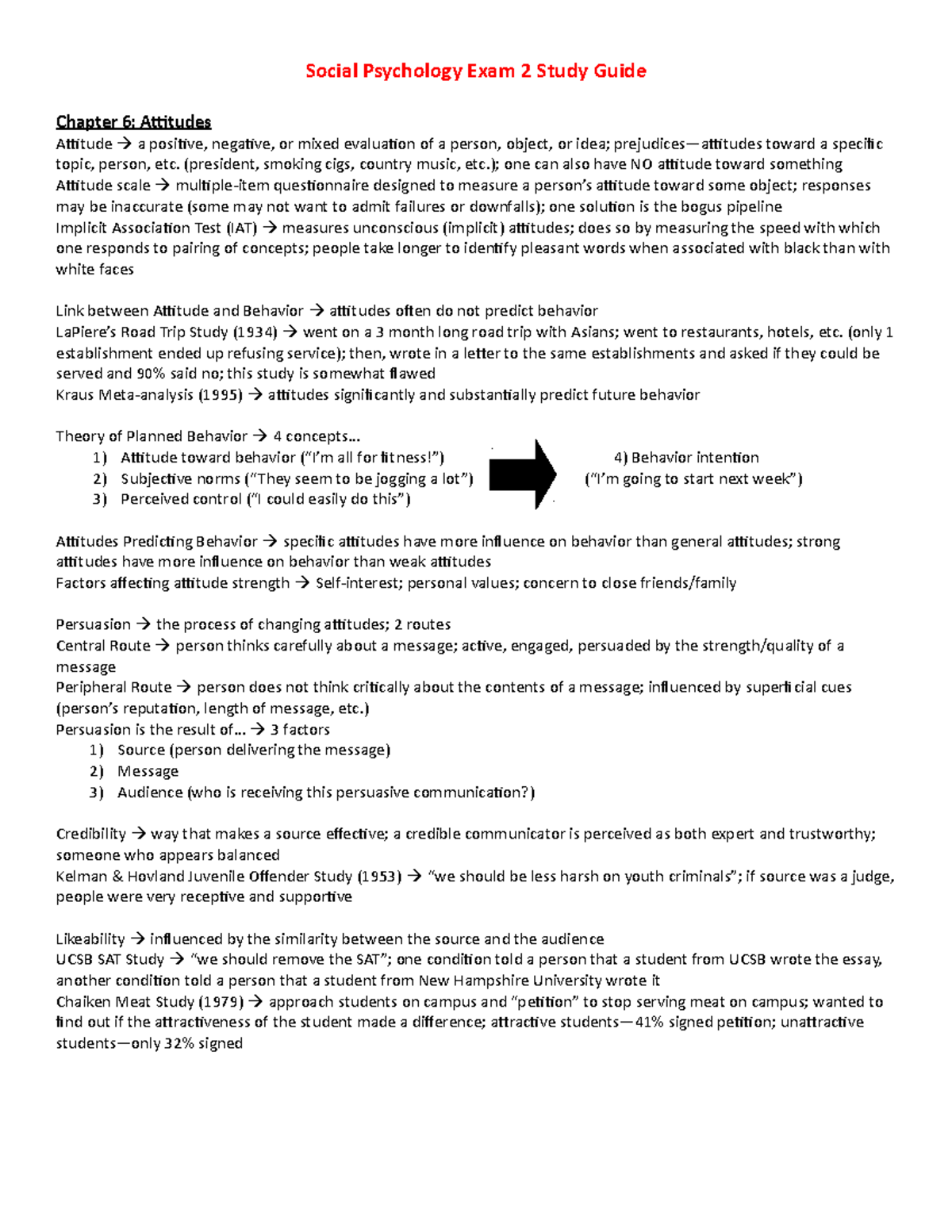 Social Psychology Exam 2 Study Guide - (president, smoking cigs ...