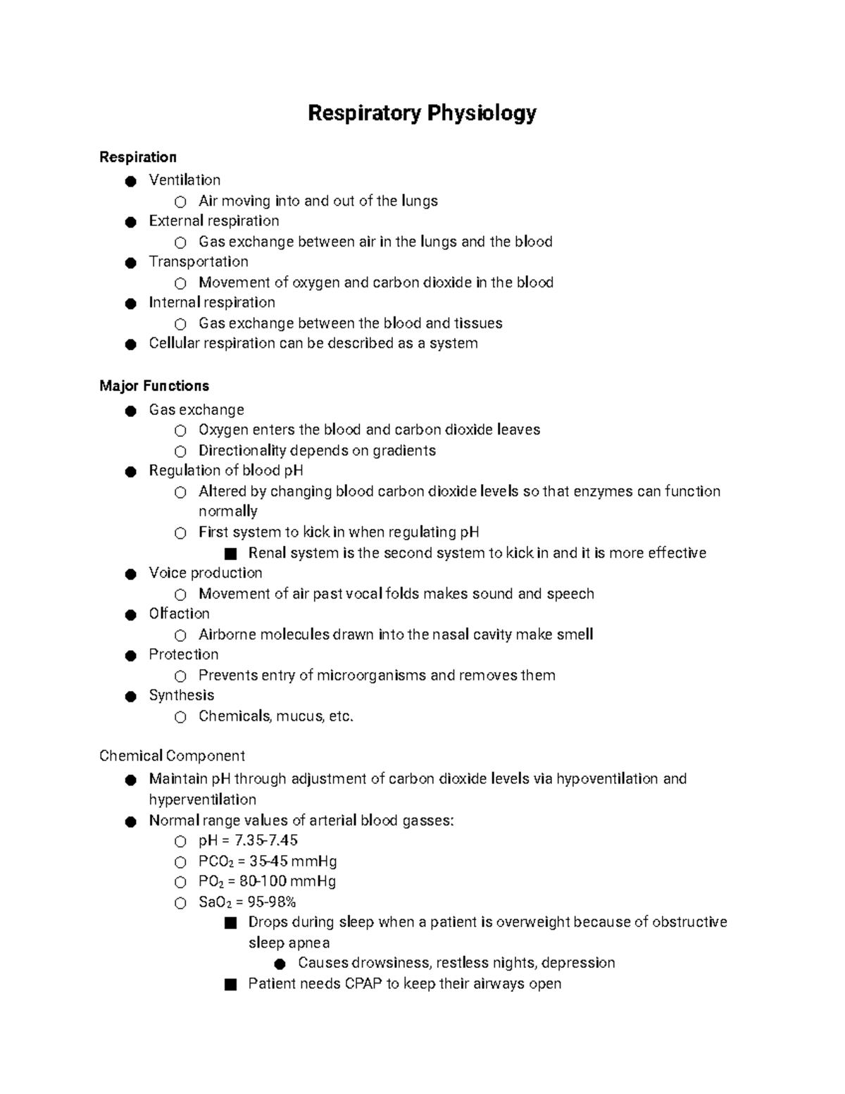 Clinical Patho Respiratory - Respiratory Physiology Respiration ...