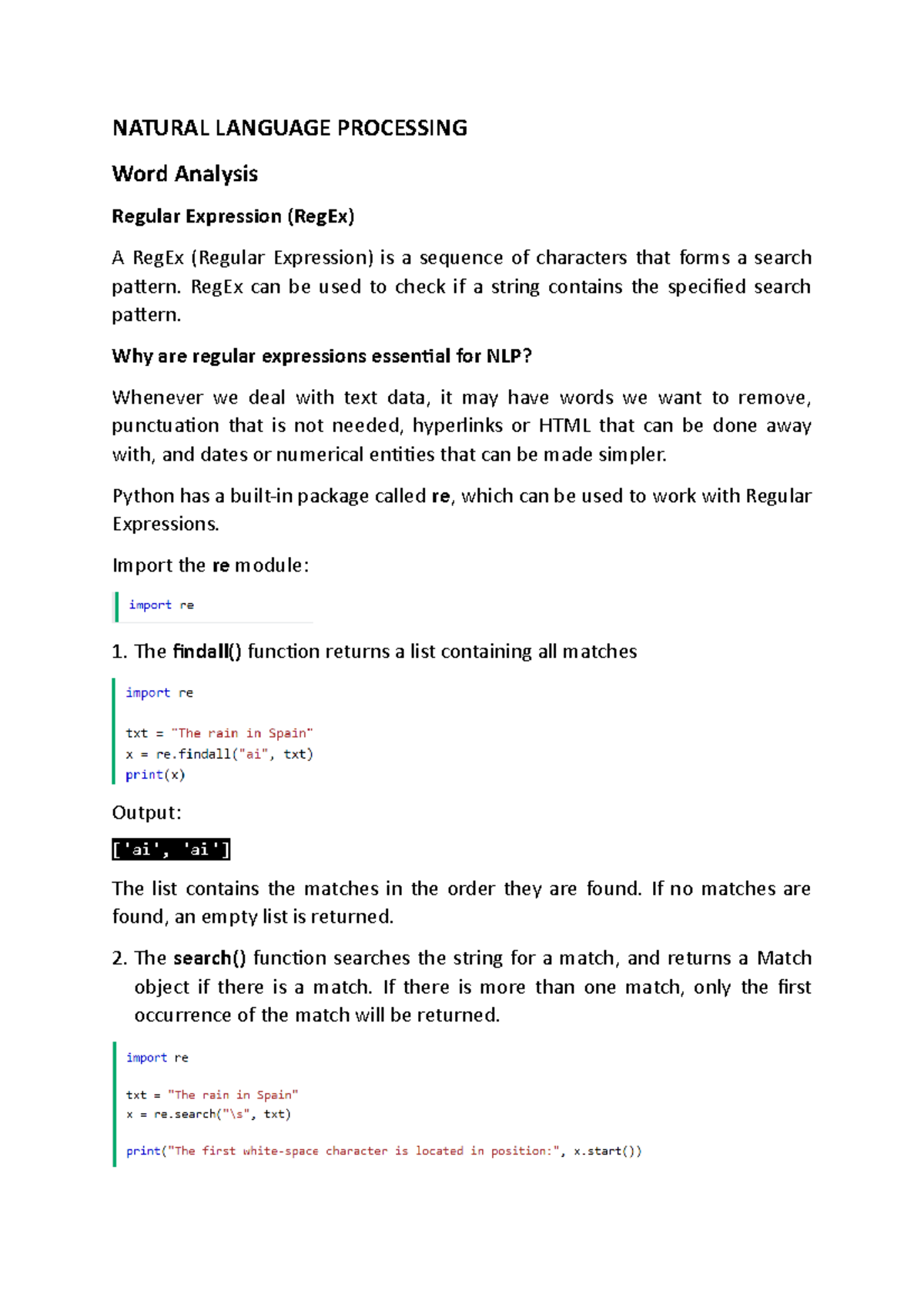 Natural Language Processing Lab exercise 1 - NATURAL LANGUAGE ...