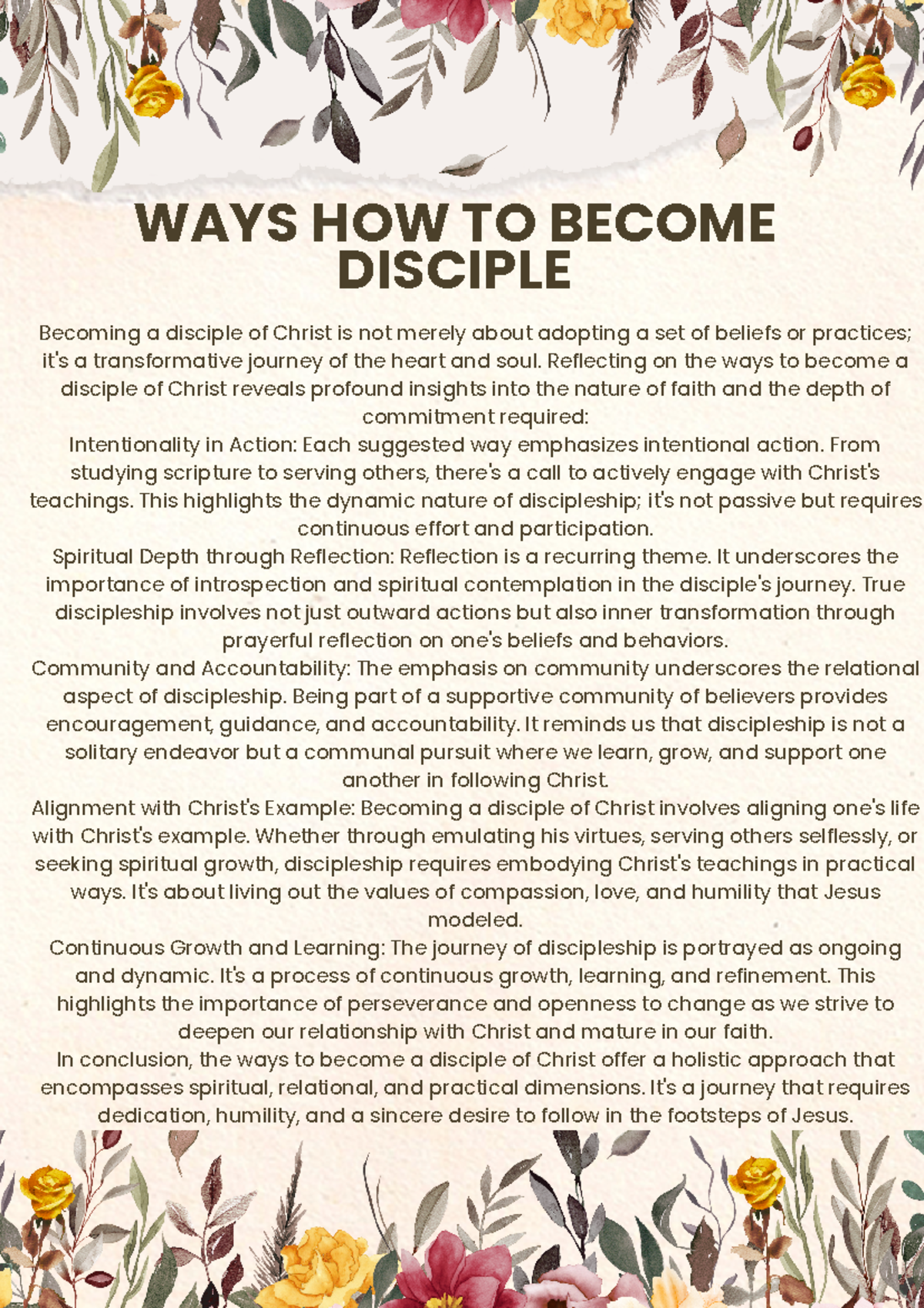 RS 4 Assignment - WAYS HOW TO BECOME DISCIPLE Becoming a disciple of ...
