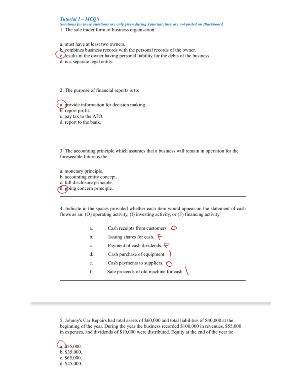 Tutorial 1 - ACCT1110 - Studocu