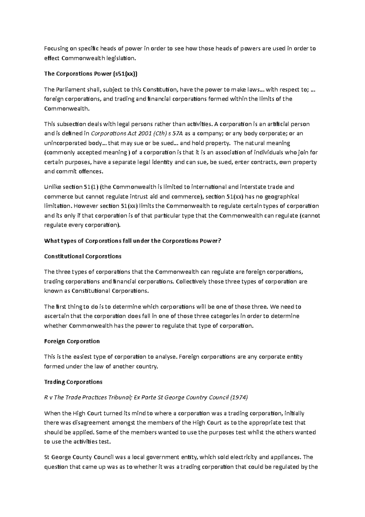 Week 3 Lecture Notes Focusing on specific heads of power in order to see how those heads of