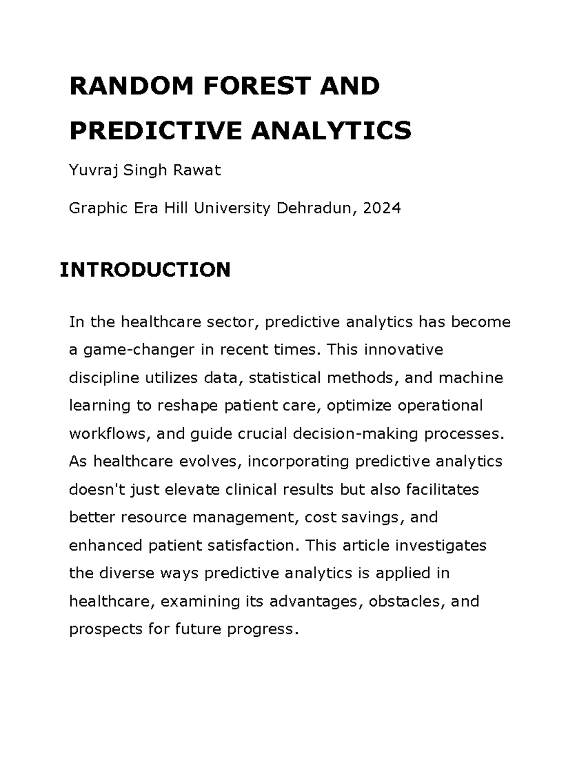 Random Forest And Predictive Analysis - Yuvraj Rawat 1 removed removed ...
