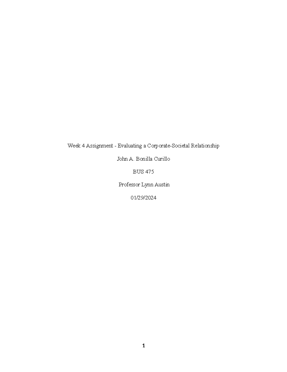 week 4 assignment evaluating a corporate societal relationship