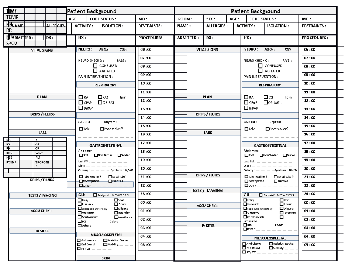 2Patients Medsurg Nurse Report Usletter - Patient Background Patient ...