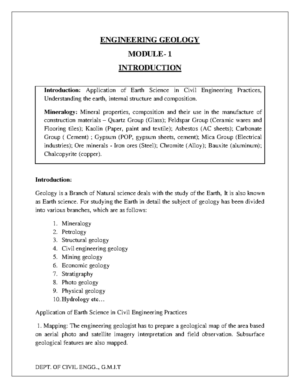 Best study material 18cv36 Enginerring Geology Module 1 @ byAz ...