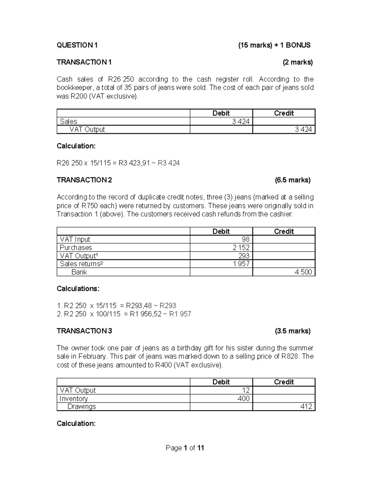 FRK 111 MT2 Suggested solution - all questions 2023 - QUESTION 1 (15 ...