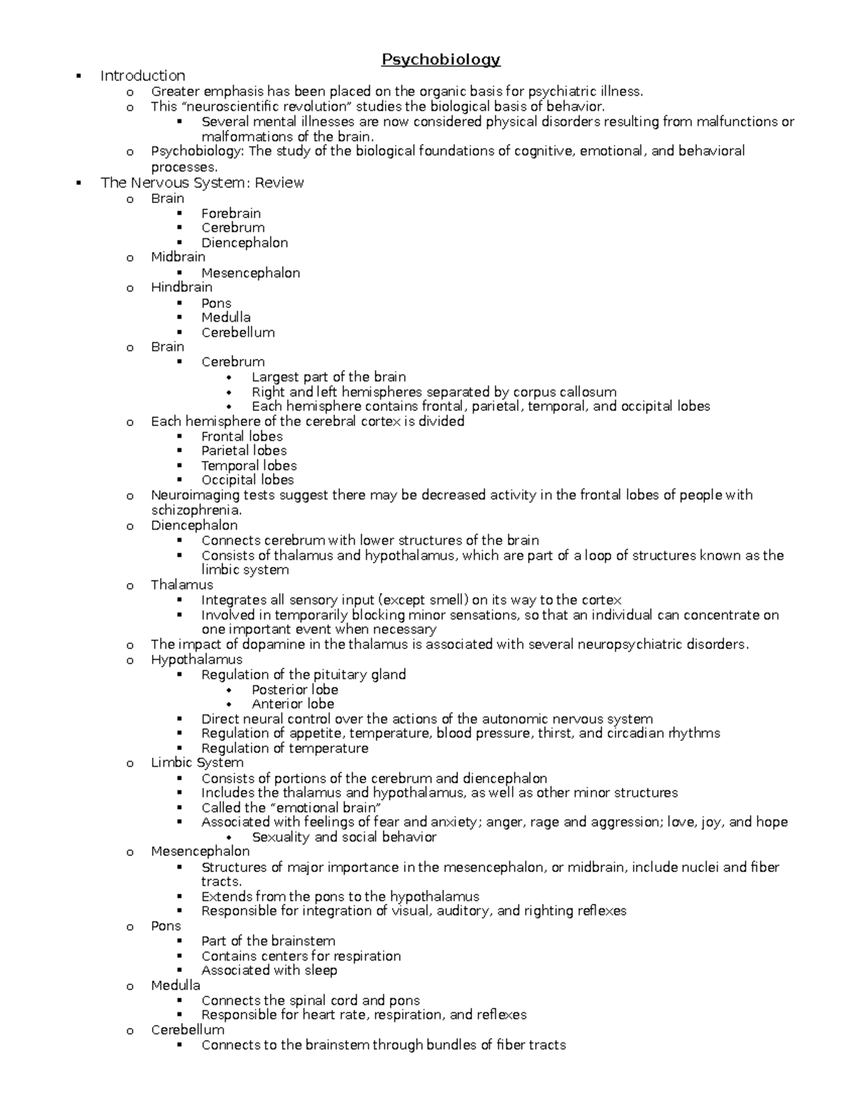 MH wk2 - notes regarding week 2 of the class - Psychobiology ...