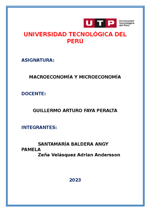 Trabajo Final Macroeconomia Y Microeconomia - “Año De La Unidad, La Paz ...