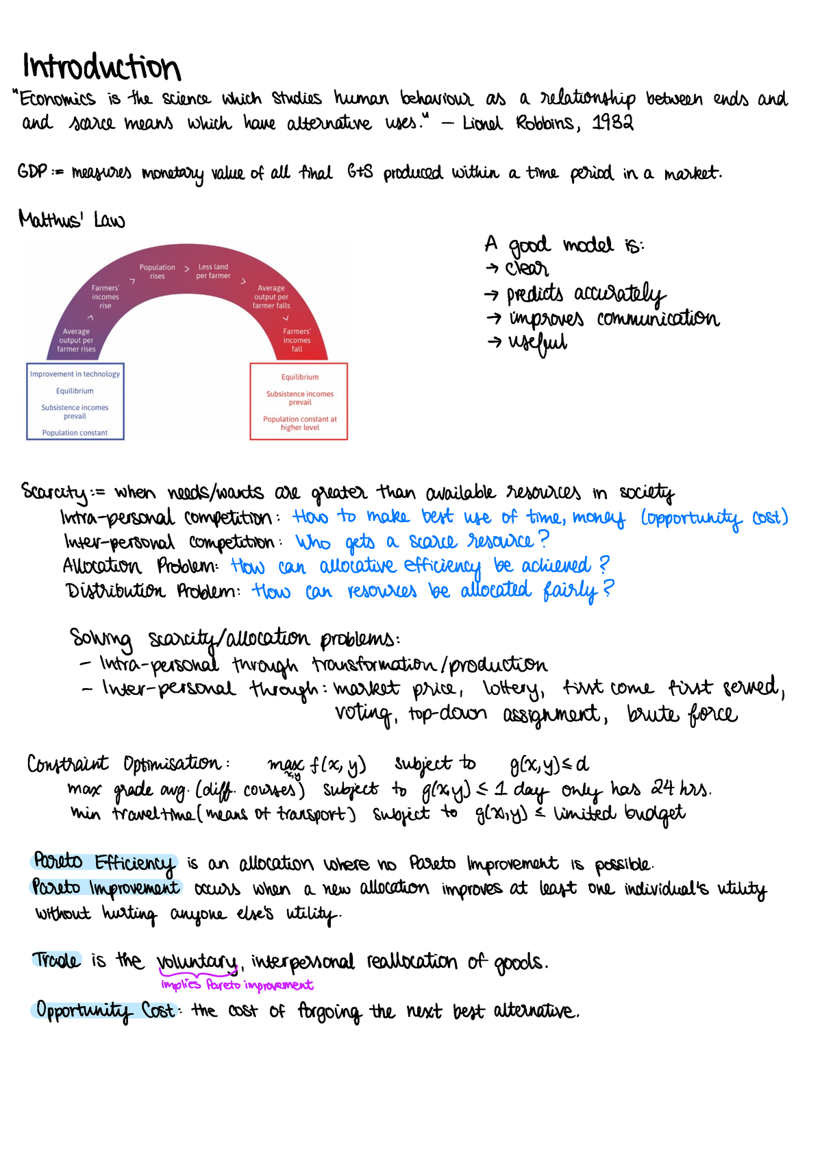 Micro Notes - Introduction " Economics Is The Science Which Studies ...