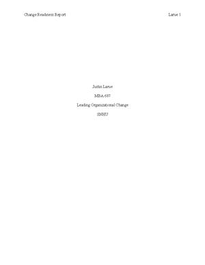 MBA 687 9-1 Final Project Part One Change Readiness-Needs Assessment ...