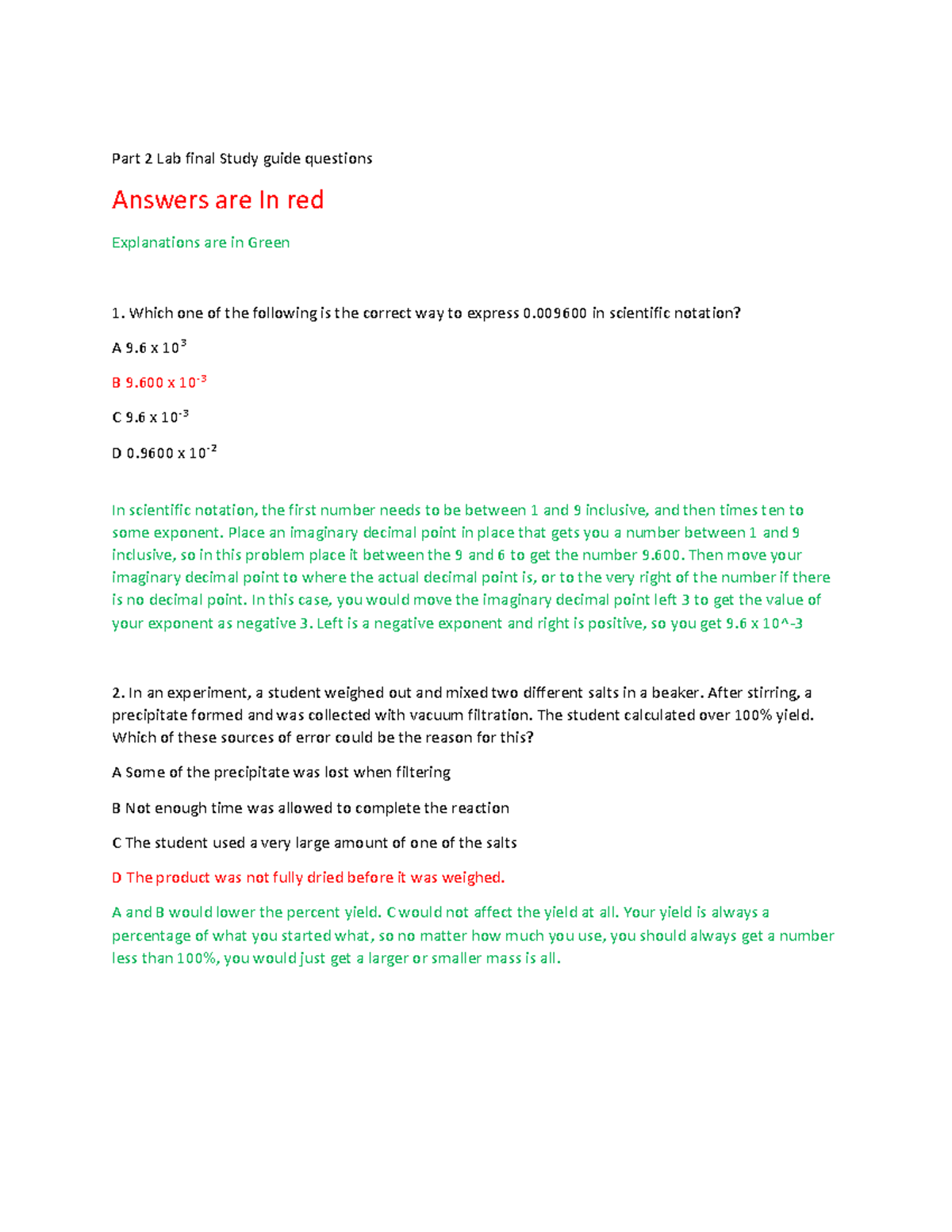 Part 2 Lab final Study guide solutions - Part 2 Lab final Study guide ...