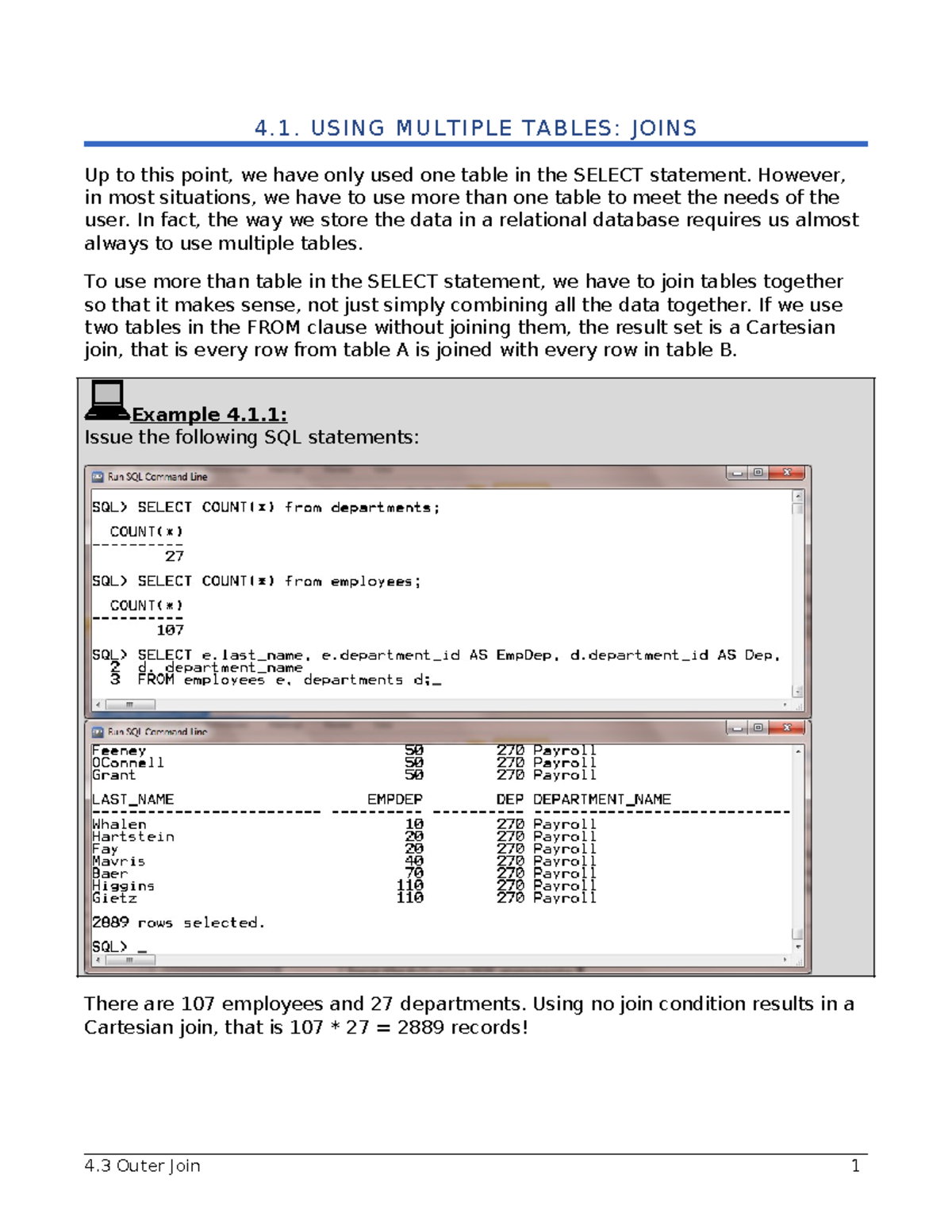 Chapter 4 - Joins - database - 4. USING MULTIPLE TABLES: JOINS Up to ...