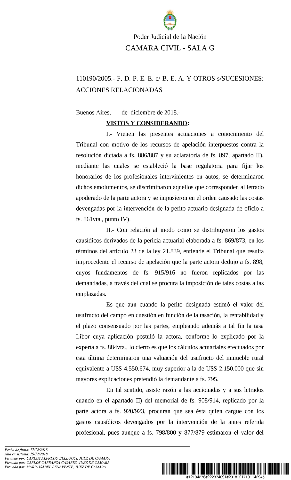 Fallo Camara Honorarios Perito Actuaria - Poder Judicial De La Nación ...