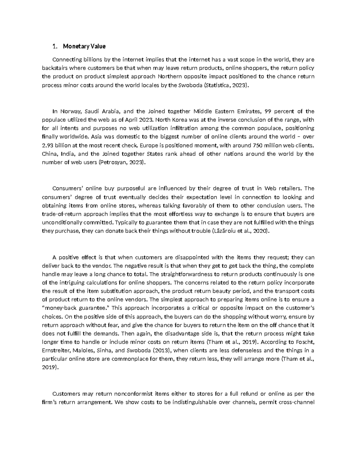 Variables - Monetary Value Connecting billions by the internet implies ...