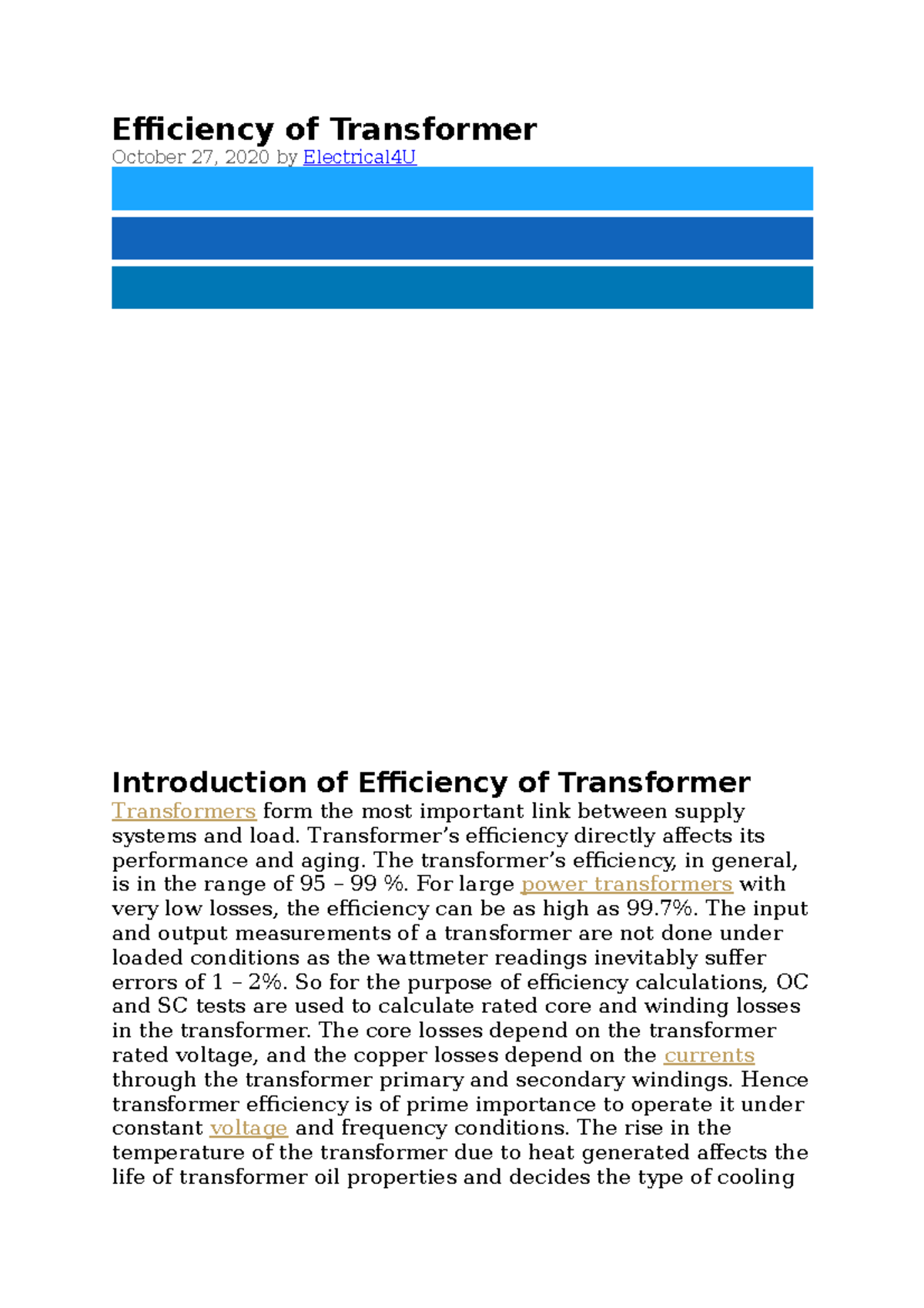 Efficiency of Transformer - Efficiency of Transformer October 27, 2020 ...