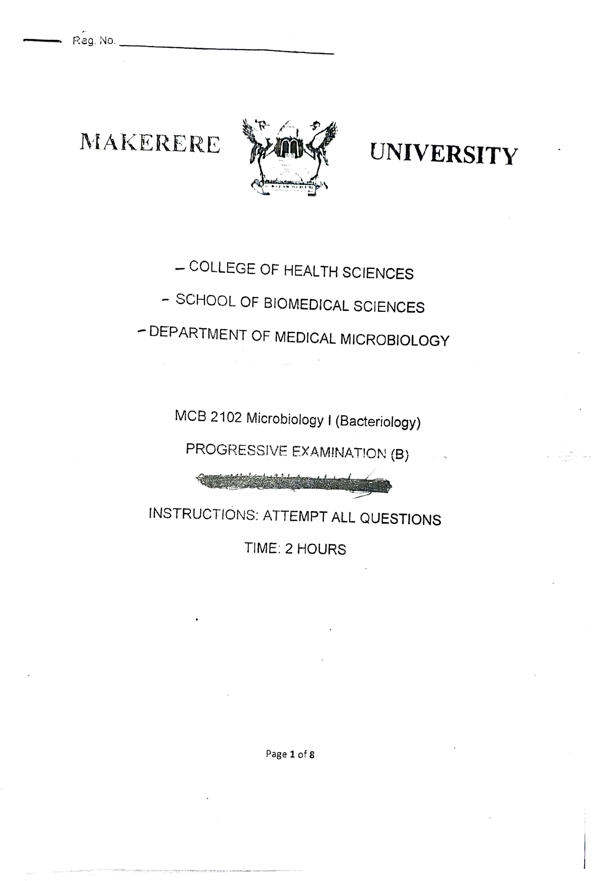 Micro B Progressive,🤍 - Reg. No. MAKERERE UNIVERSITY COLLEGE OF HEALTH ...