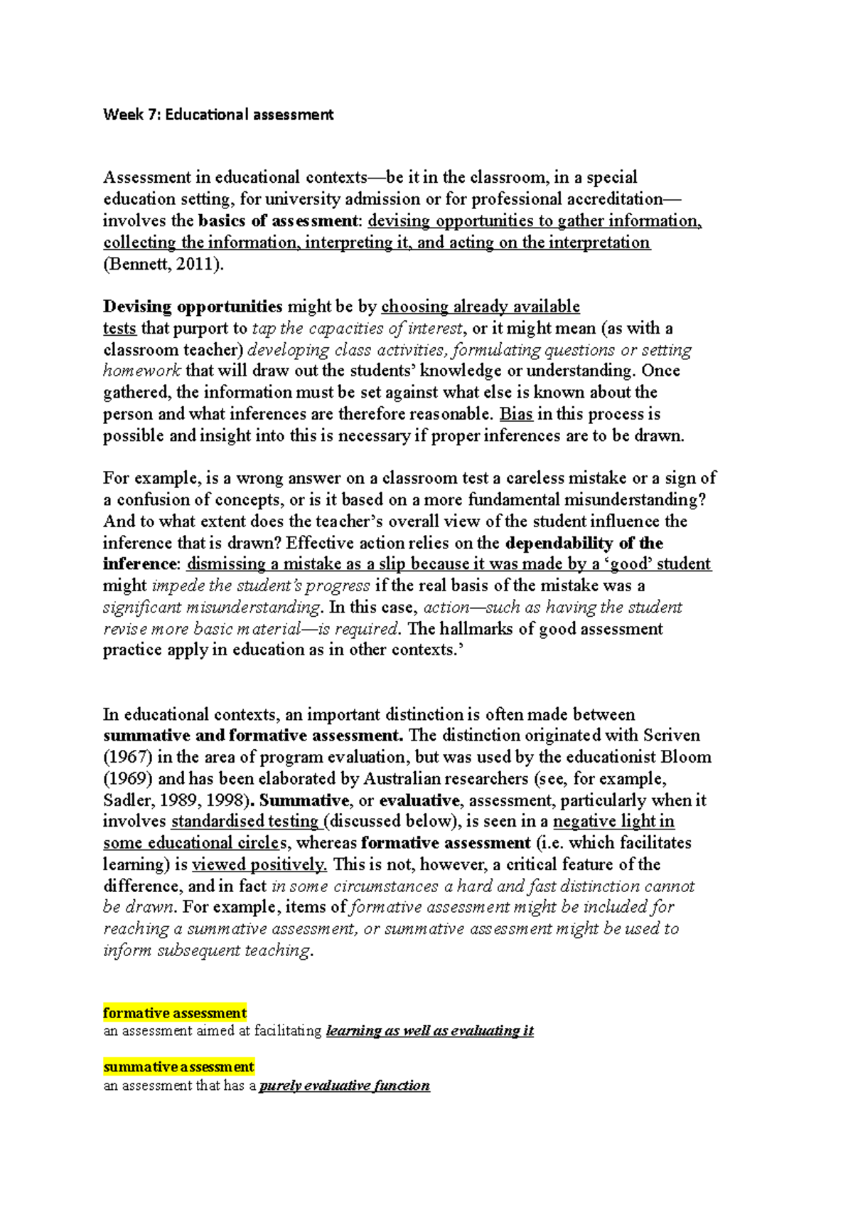 Week 7 Educational Assessment - Week 7: Educational assessment ...