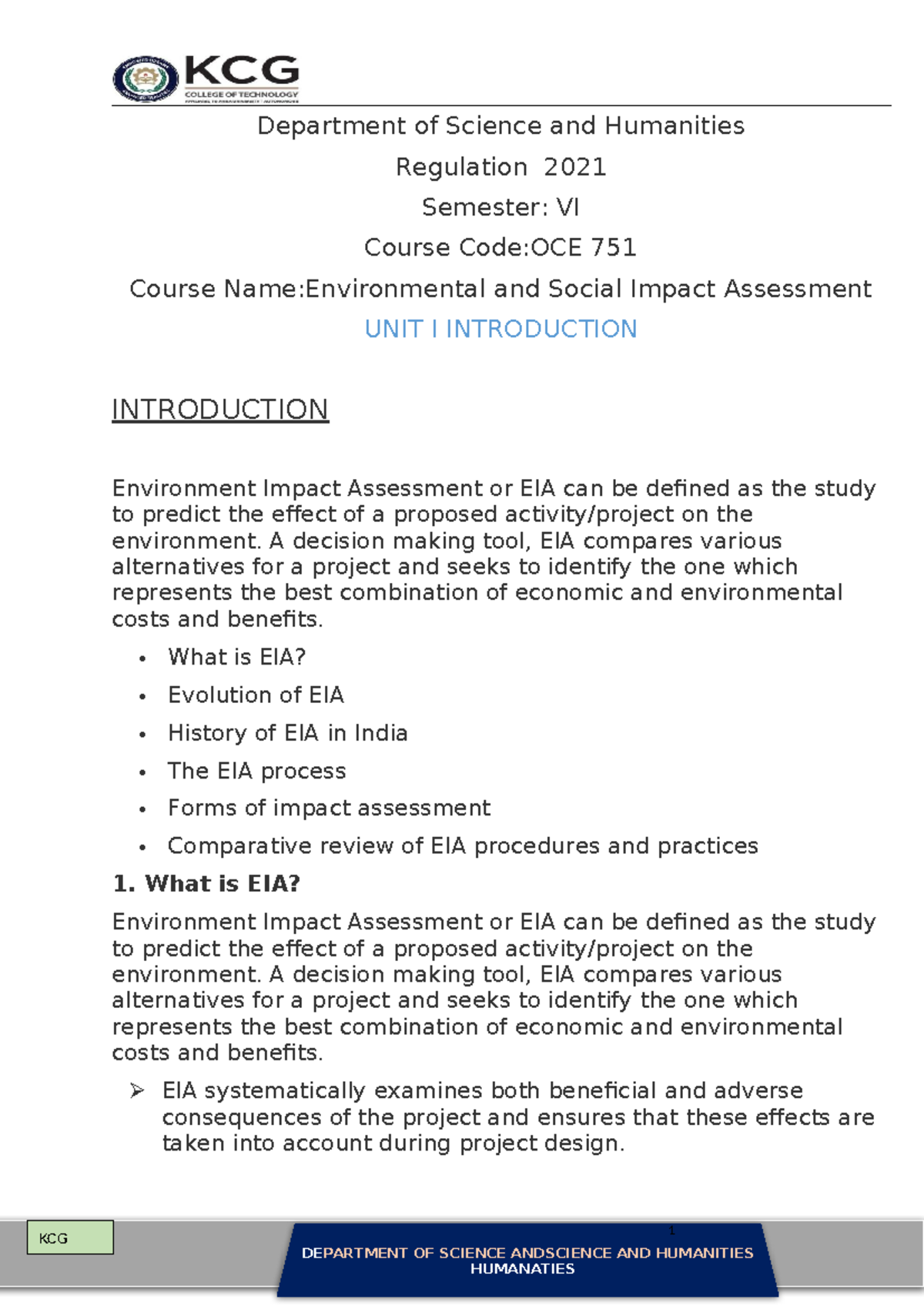 EIA introduction - Unit 3 notes of app development - DEPARTMENT OF ...