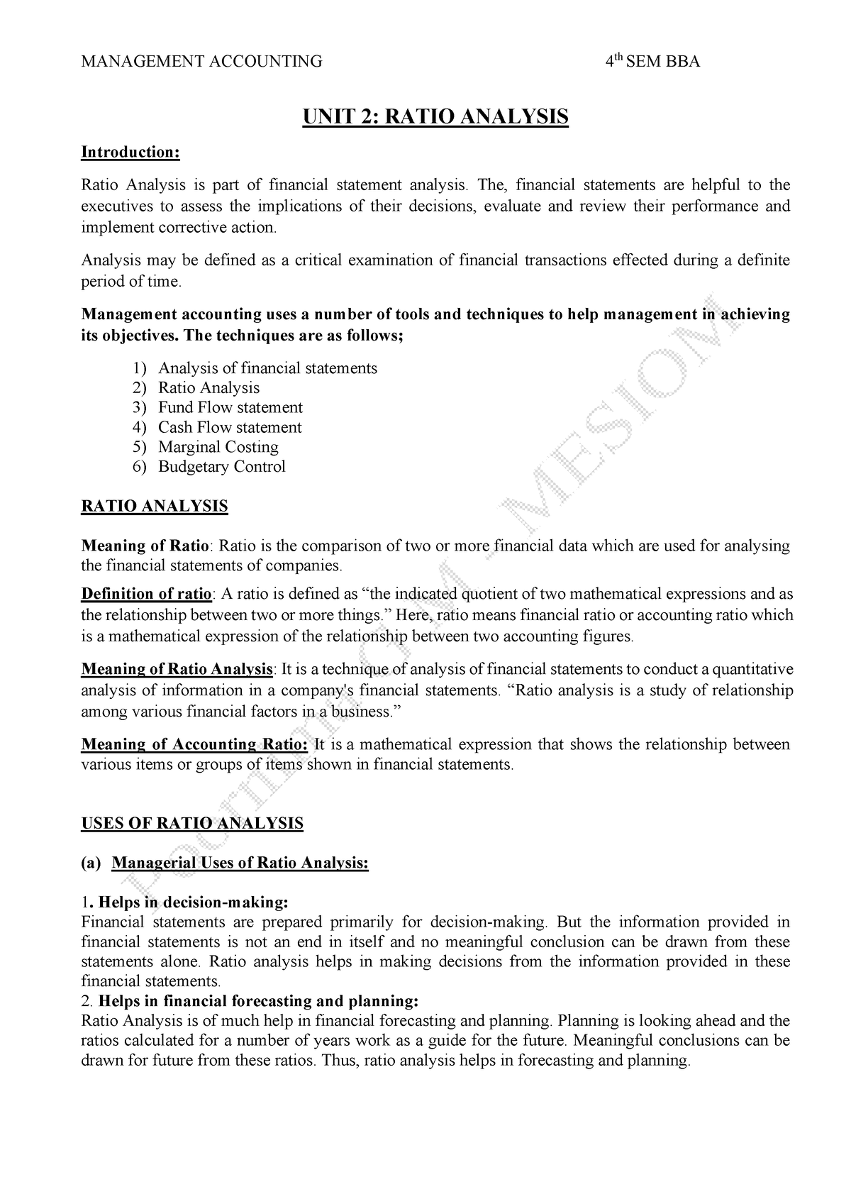 ratio analysis dissertation