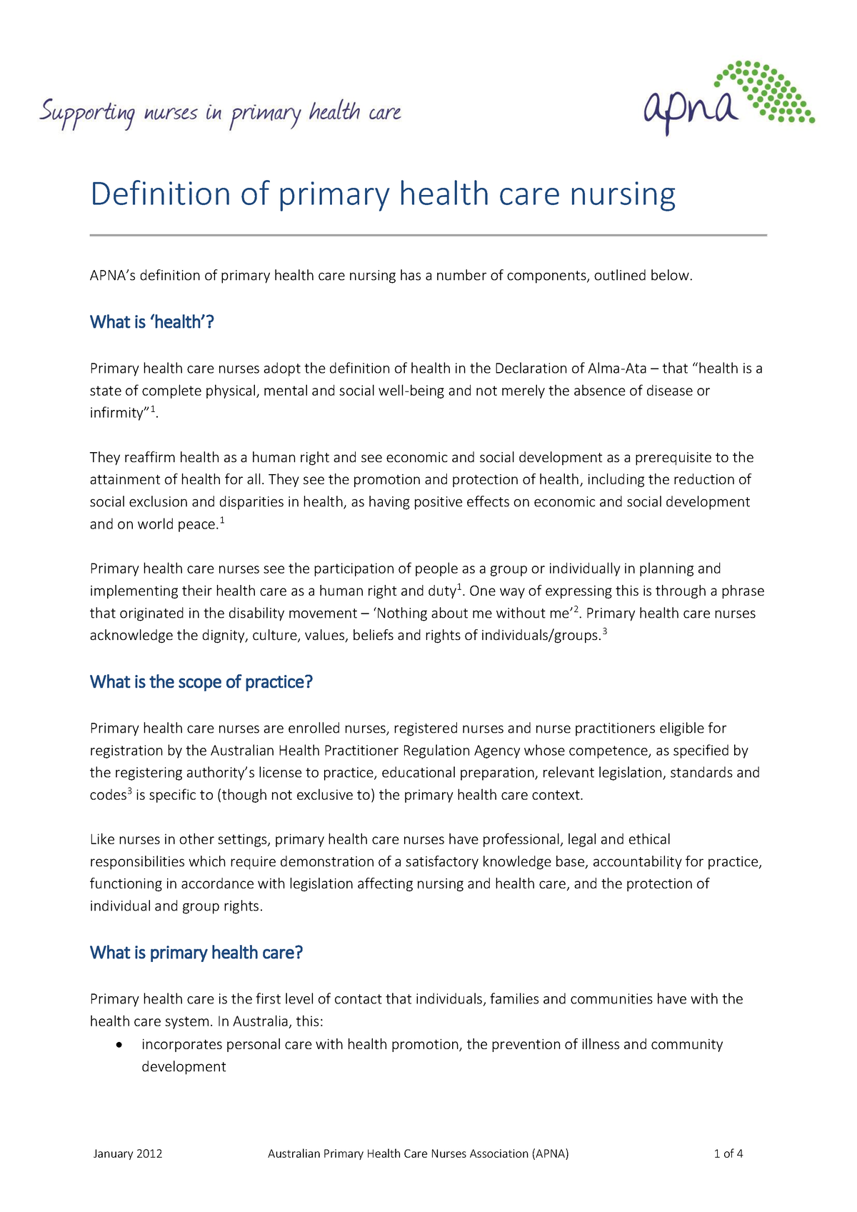 Definition Of Primary Health Care Nursing Definition of primary