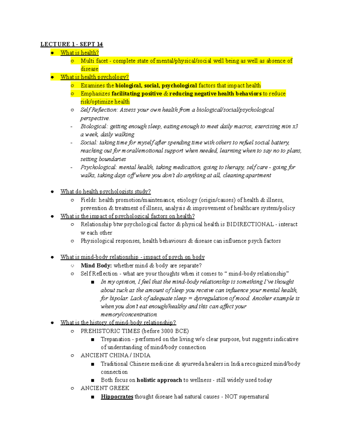 PSY333 Lecture Notes - Fall 2022, Professor Patricia Sanchez - LECTURE ...