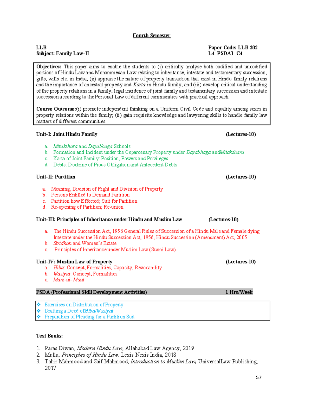 Syllabus 4th sem - Fourth Semester LLB Paper Code: LLB 202 Subject ...
