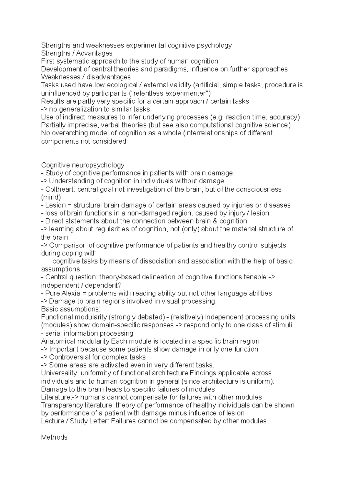 strengths and weaknesses of an experiment in psychology