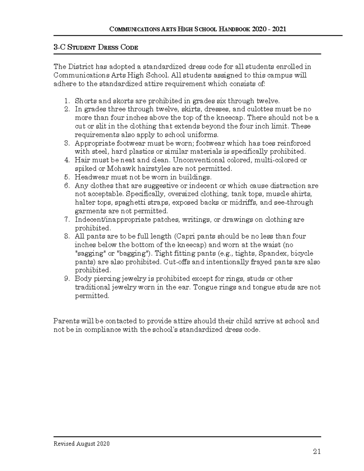 Communications Arts High School dress code.docx Google Docs