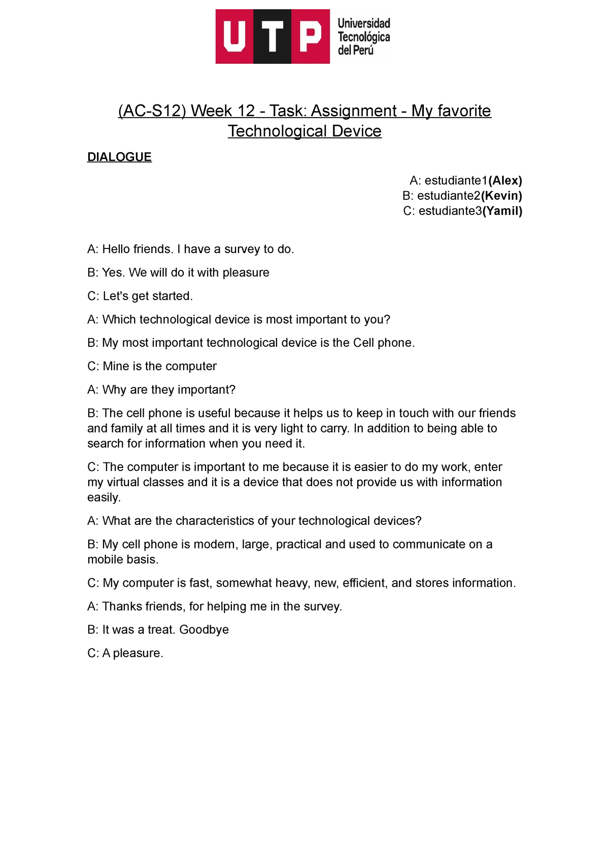 (ac s12) week 12 task assignment my favorite technological device