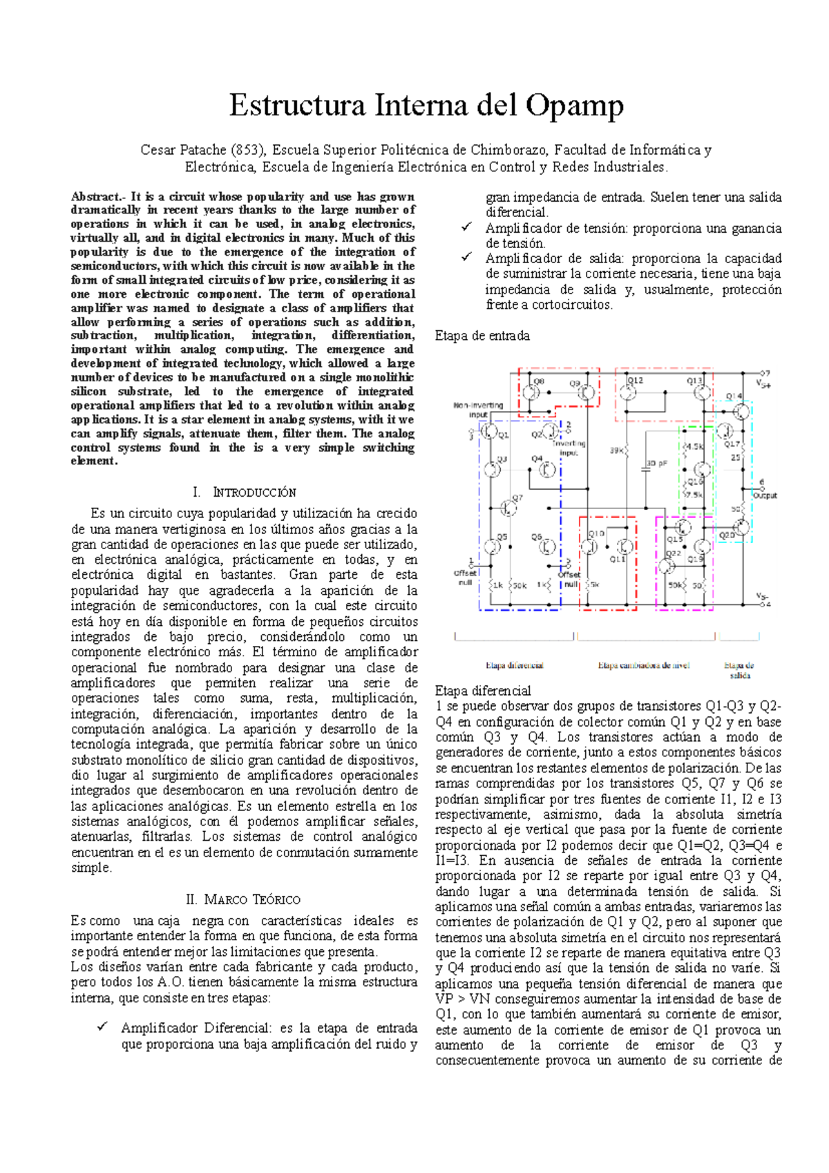 Opam - Estructura Interna del Opamp Cesar Patache (853), Escuela ...