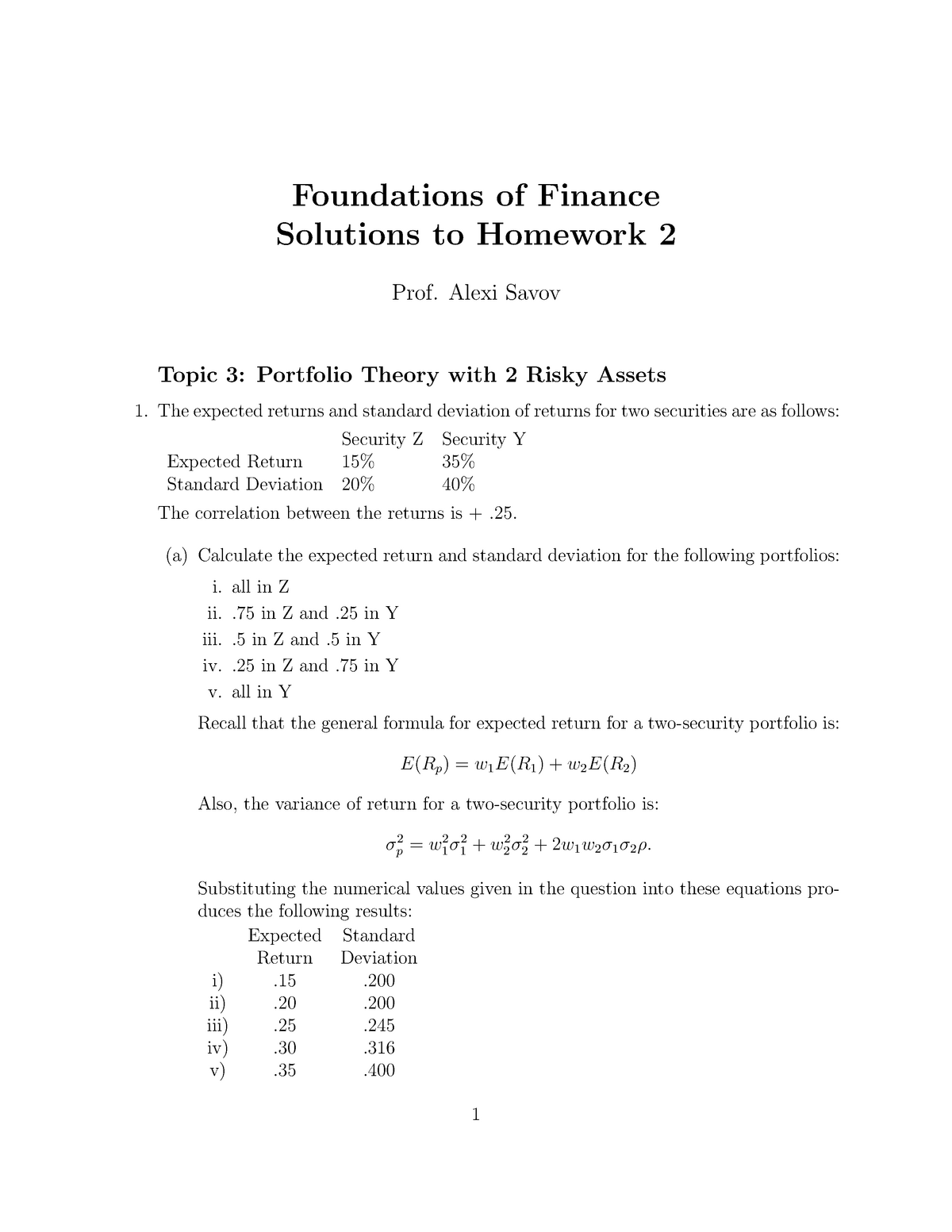 Solutions 2 Assignment 2 Solution Foundations Of Finance Solutions To Studocu