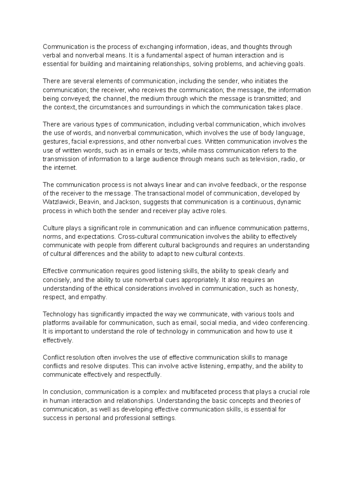 Introduction to Communication C464 Communication is the process of