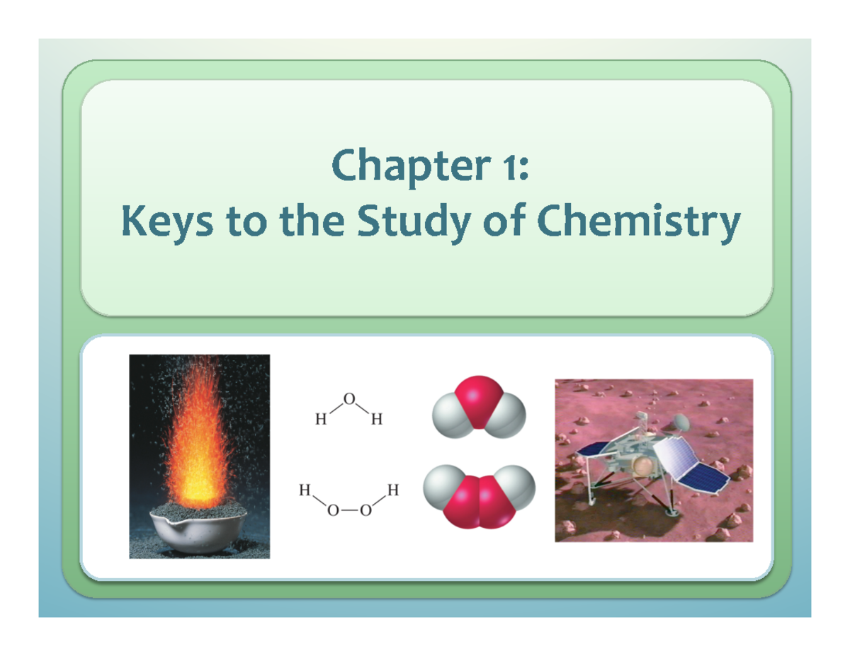 Chemistry Chapter 1 - Chapter 1: Keys To The Study Of Chemistry ...