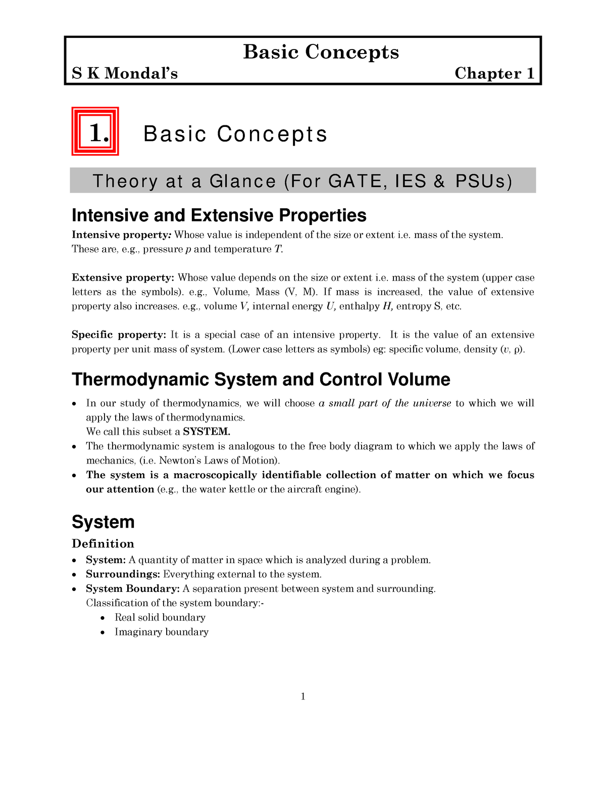 Thermodynamics - Basic Concepts S K Mondalís Chapter 1 B A S I C Co N C ...