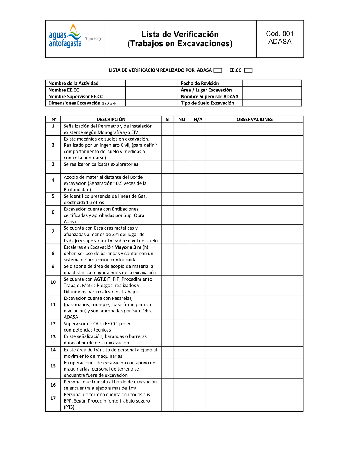 Check List De Verificacion De Trabajo En Altura Trans 9951