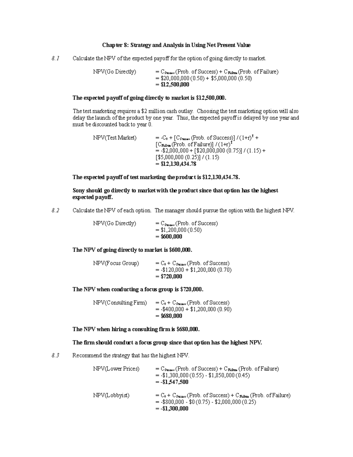 Chapter 8 Solutions V1 - Chapter 8: Strategy and Analysis in Using Net ...