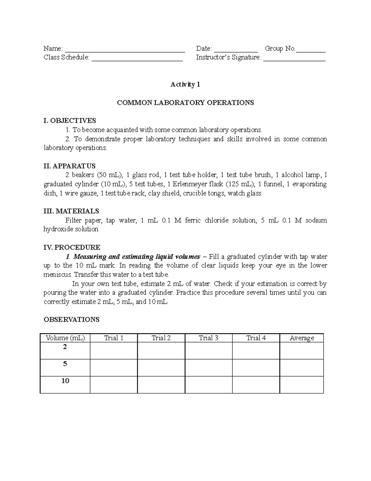 Activity1 Commonlaboratoryoperations Name