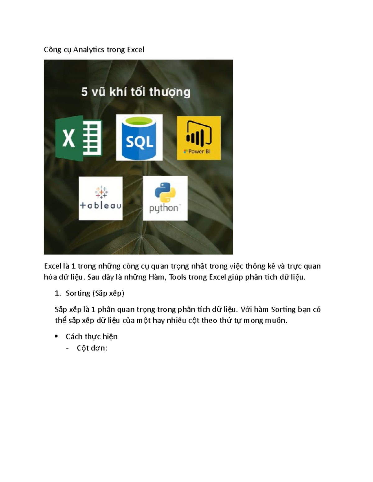 Công cụ Analytics trong Excel - Công c ụAnalytcs trong Excel Excel là 1 ...