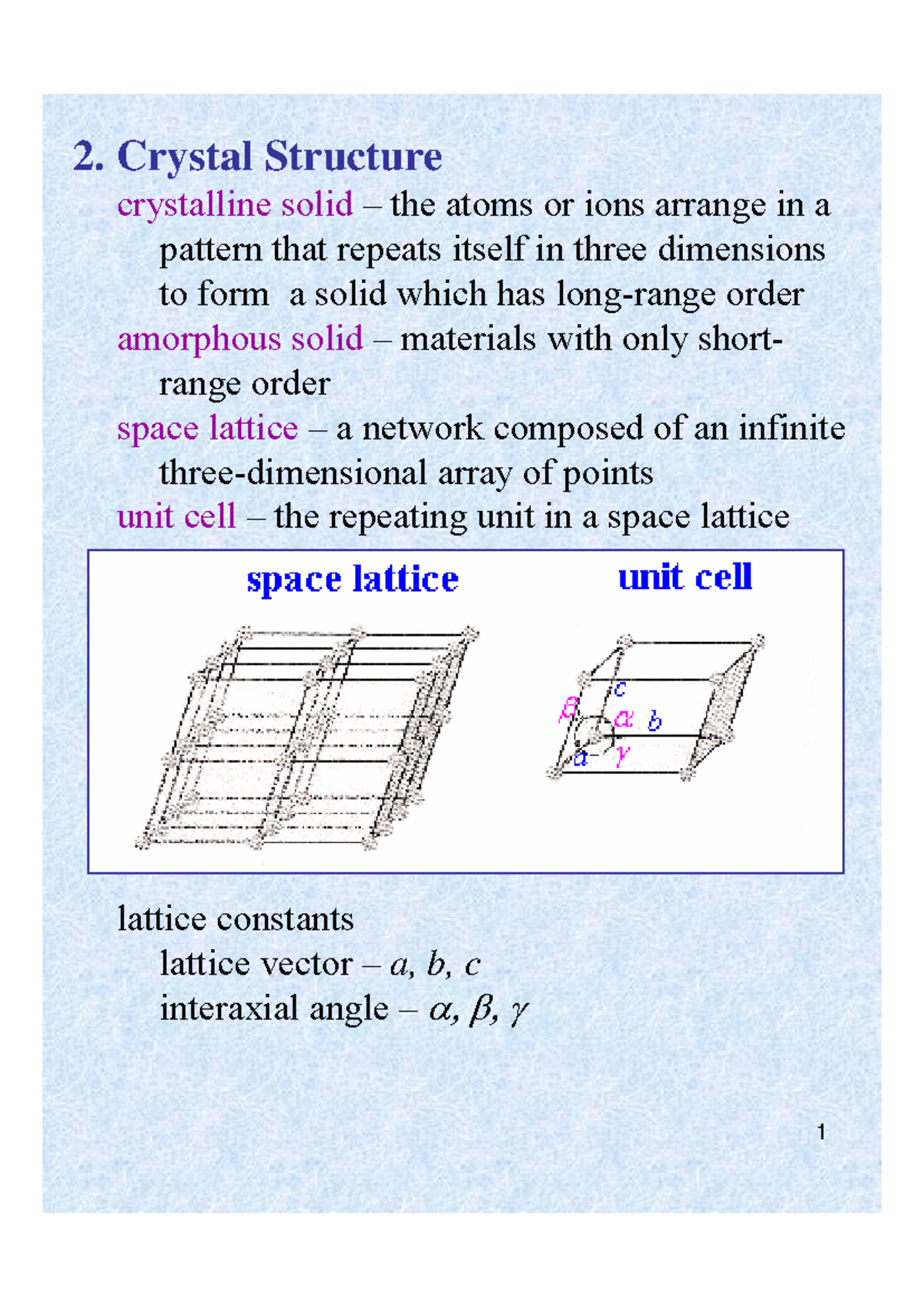 Materials crystal structure Extra - 2. Crystal Structure crystalline ...