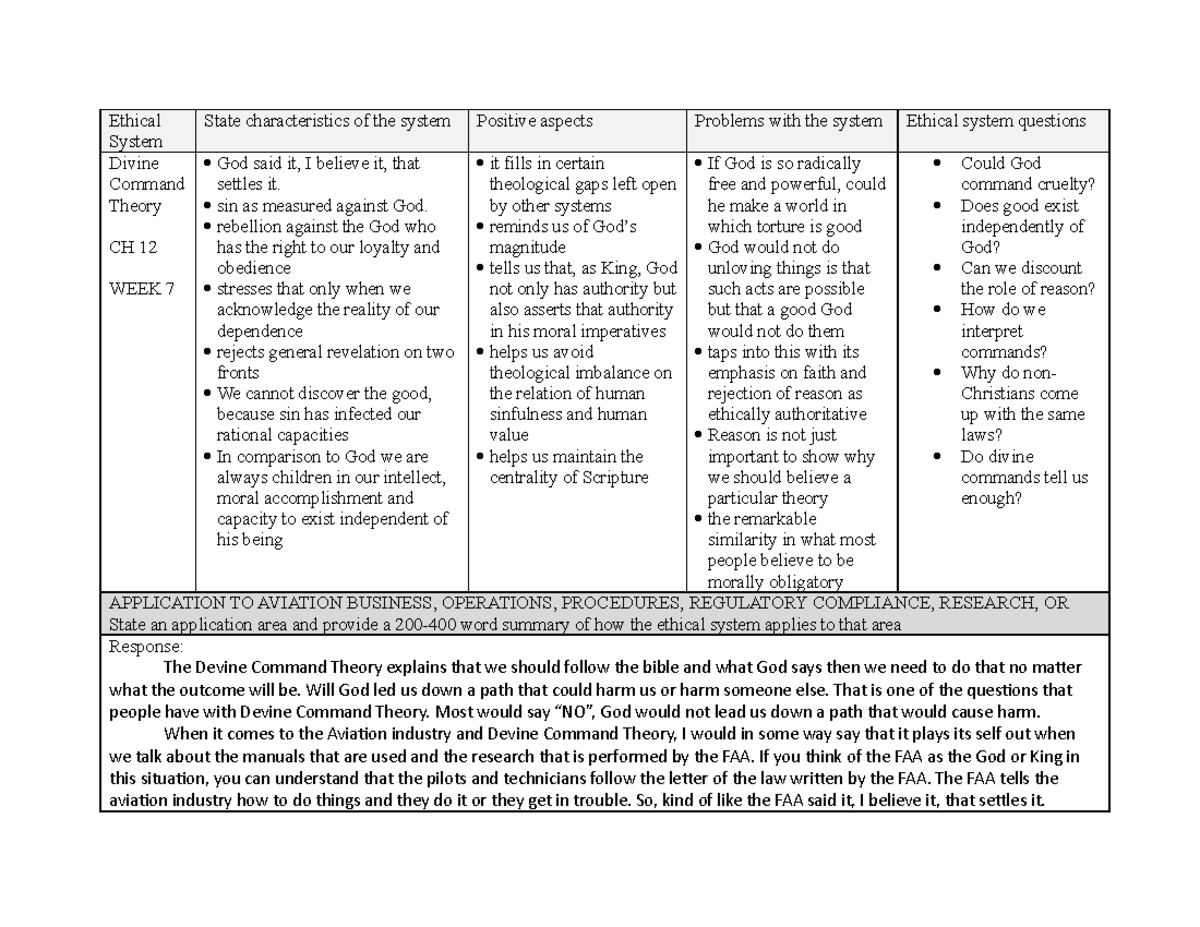 Ethics Theories Matrix Wilkens Chapter 12 Assignment - Ethical System ...