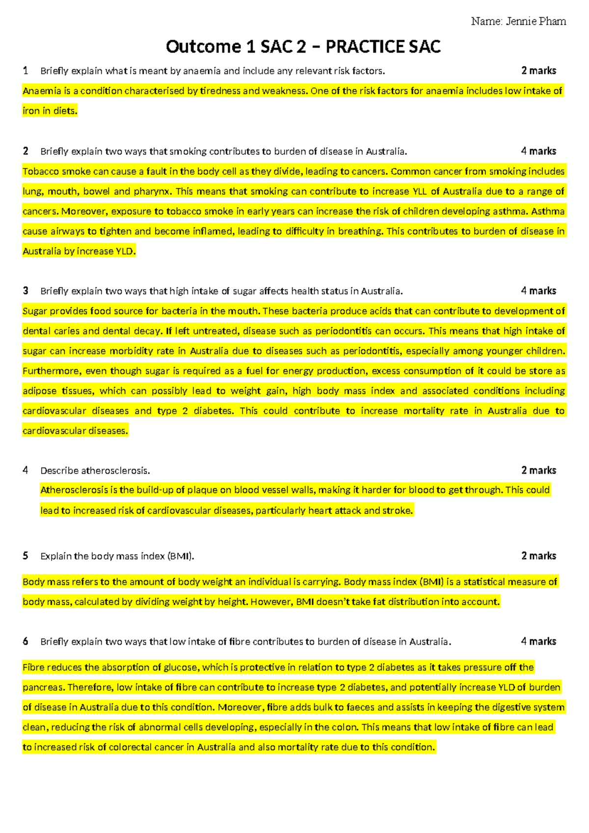 Practice SAC for Chapter 3 and 4 - Name: Jennie Pham Outcome 1 SAC 2 ...