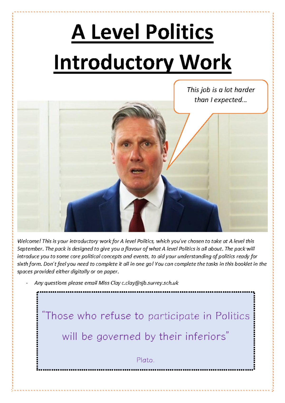 Politics Introductory Work - A Level Politics Introductory Work Welcome ...