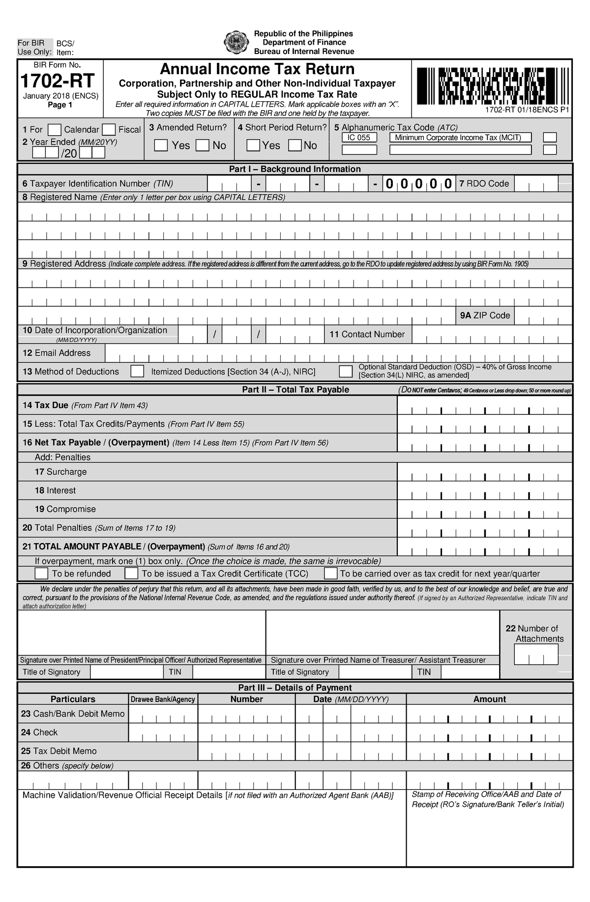 1702-RT Jan 2018 ENCS Final V3 - BIR Form No. 1702-RT January 2018 ...