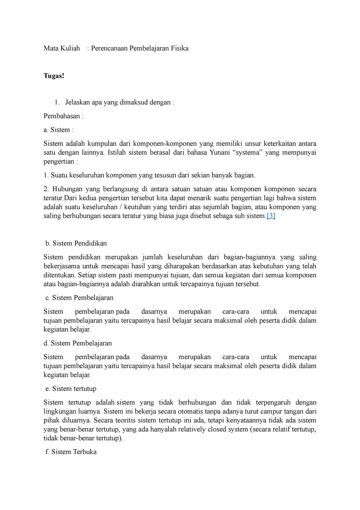 Assignment Perencanaan Fisika - Mata Kuliah : Perencanaan Pembelajaran ...