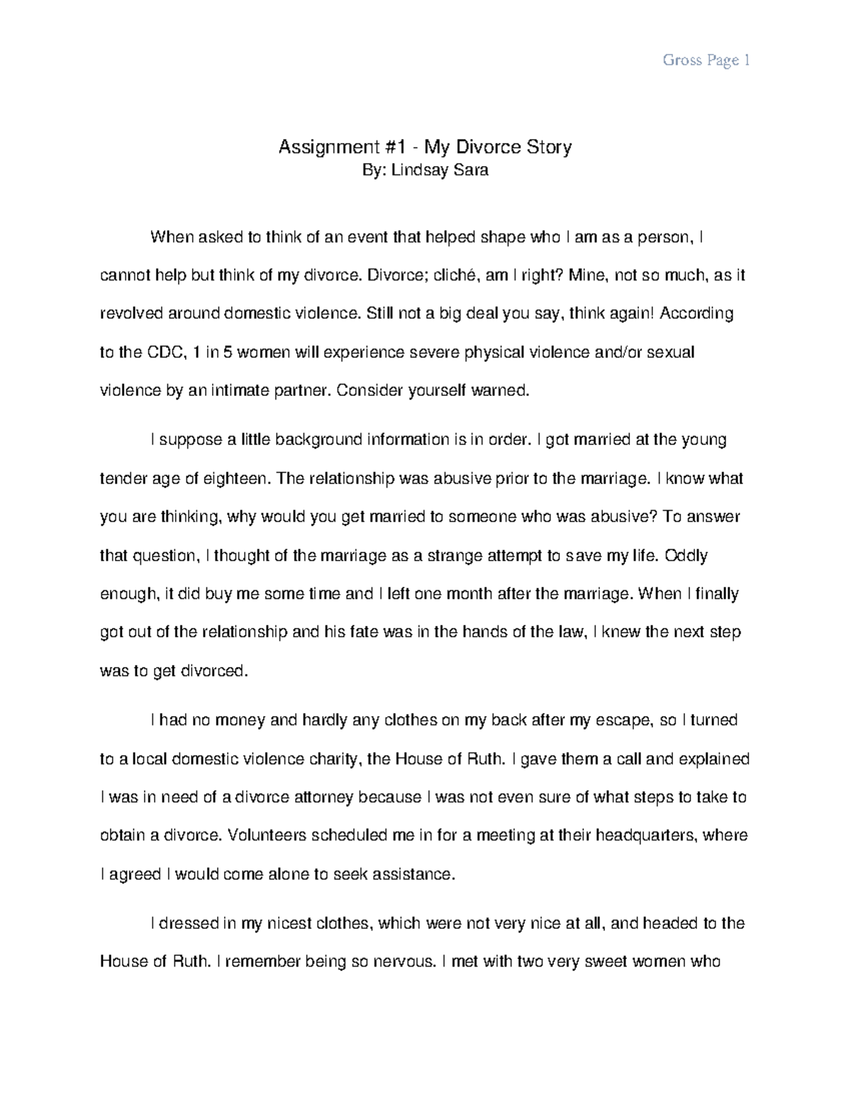 reflective essay on parents divorce