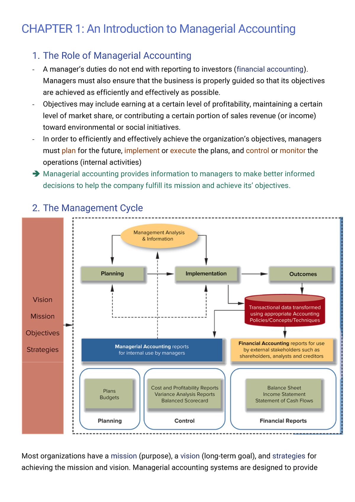 Introduction To Managerial Accounting: Roles Planning Implementation ...