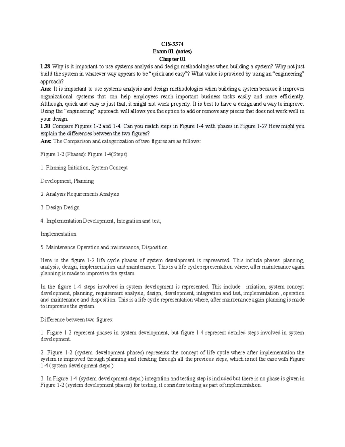 Exam solution for Modern system analysis and design ninth edition book